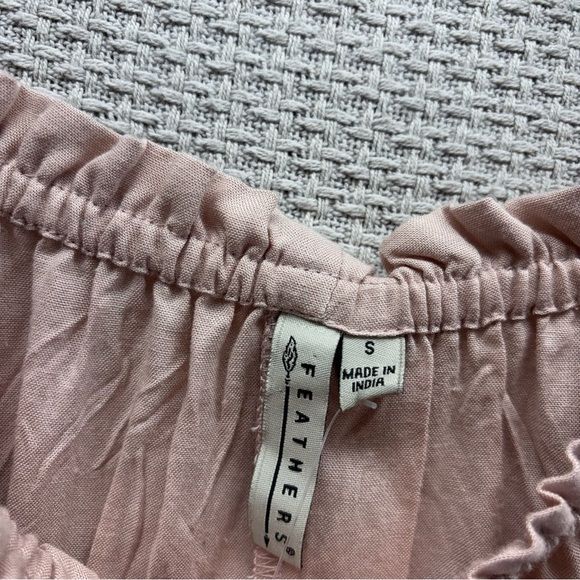 NWT Feathers Light Pink Flared Sleeve Blouse Women Sz Small- Boho Peasant Flowy - Picture 6 of 9